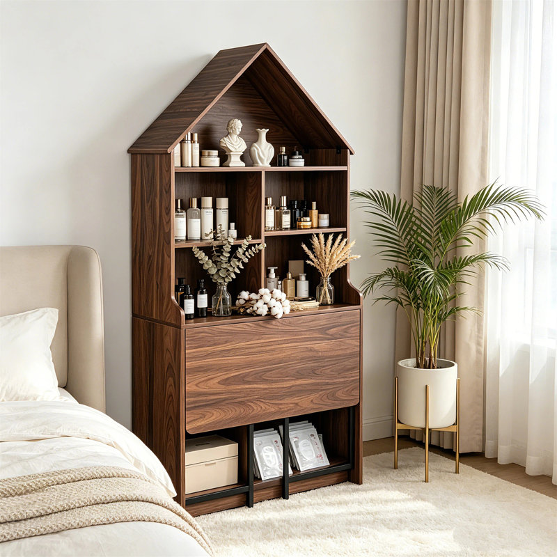 Bureau d'artisanat pliant avec tablettes de rangement