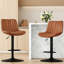 Tabouret de bar pivotant en cuir brun de 2, réglable en hauteur