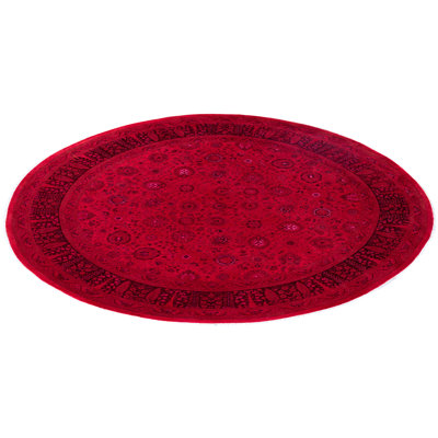 Overdyed Hand-Knotted Wool Modern-Contemporary Pink Area Rug 8' 2" x 8' 2"