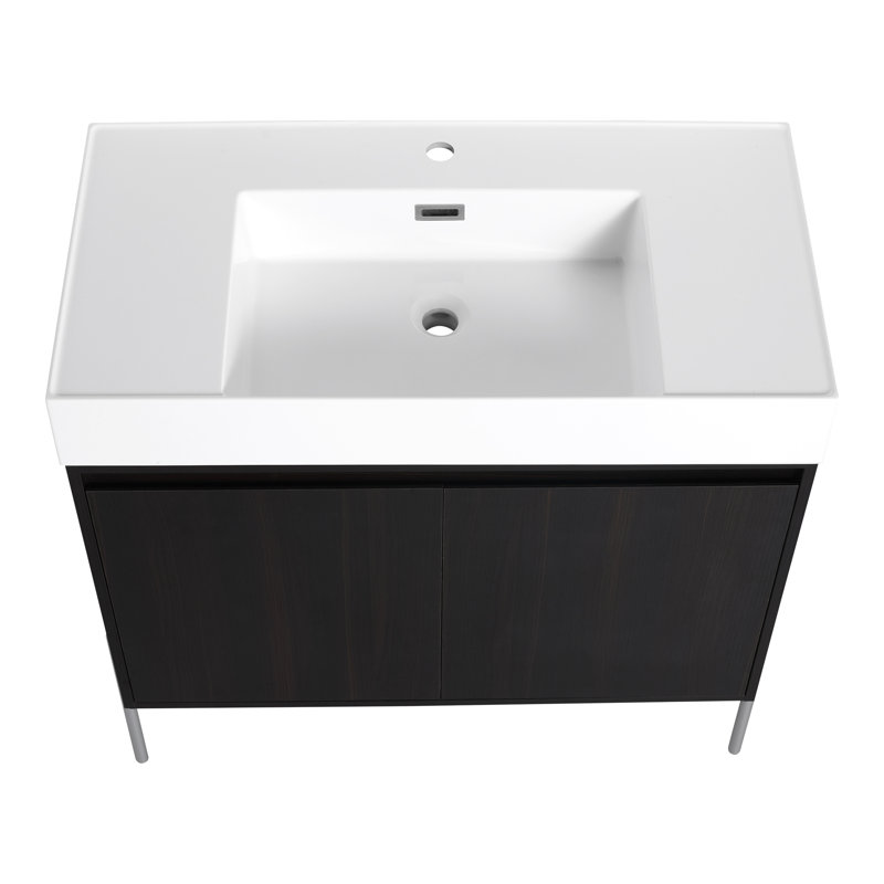 Meuble-lavabo autoportant avec lavabo en résine
