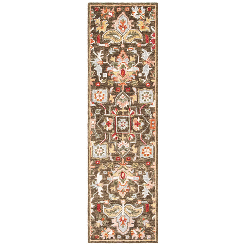 Felsenthal Hand Tufted Wool/Cotton Oriental Rug in Brown, Runner 2'3" x 8'