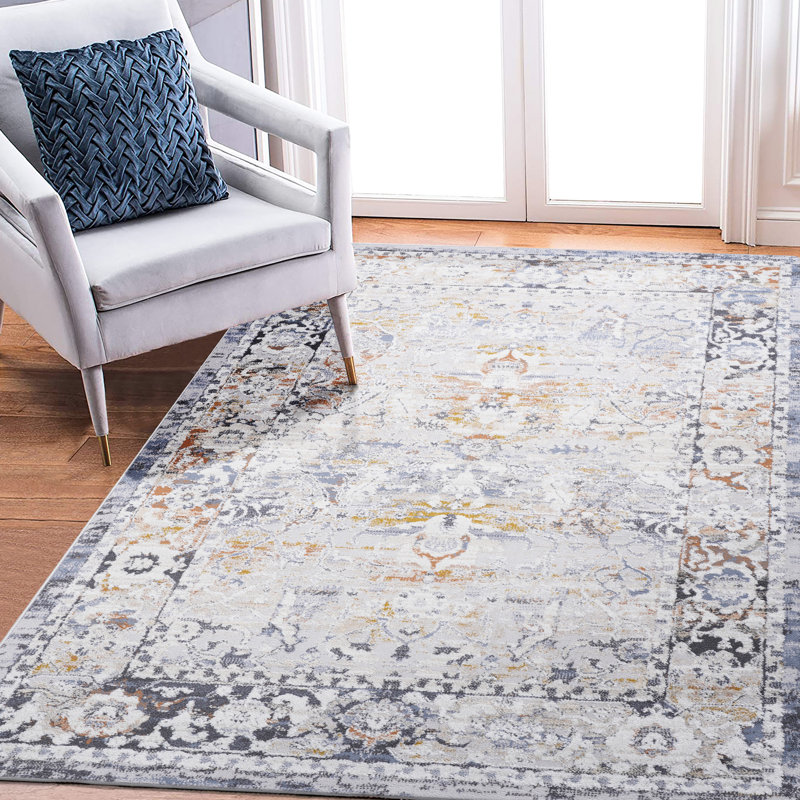 Loom & 5X7 /Grey Area Rug - Stain , Non-Shedding For Entry Floor Decor Versatile, Stain-, Home Use