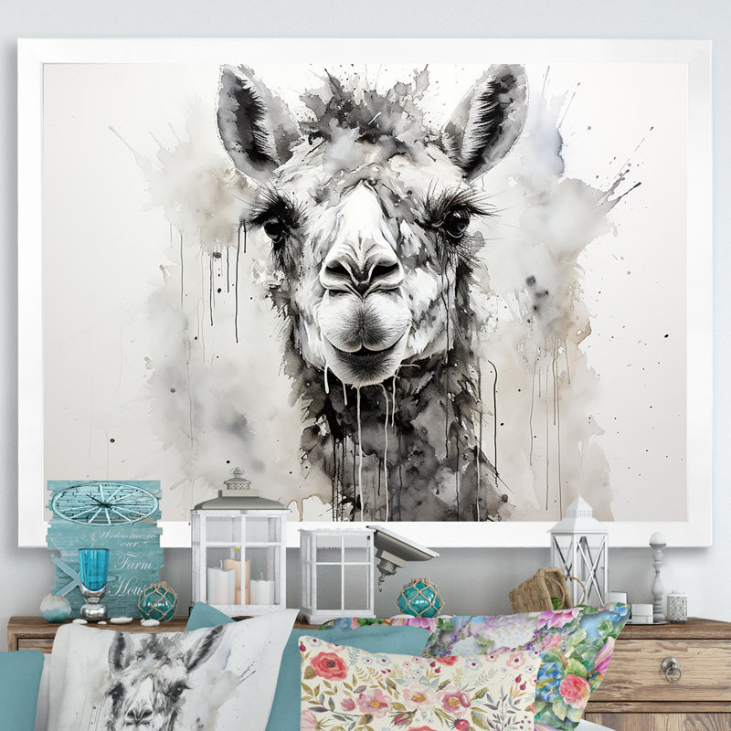 Minimalisme monochrome chameau I sur toile, Cadre simple blanc, H 24 po x l 32 po x P 1 po