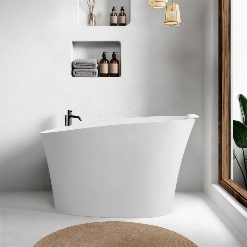 Baignoire autoportante ovale profonde 51 po avec siège profilé et appui-tête 51 po, White