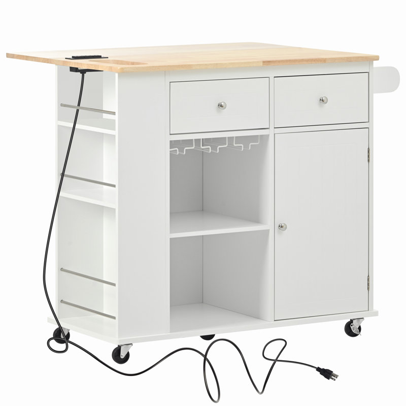 Versatile Kitchen Island with Multiple Functionalities for Home and Dining, White