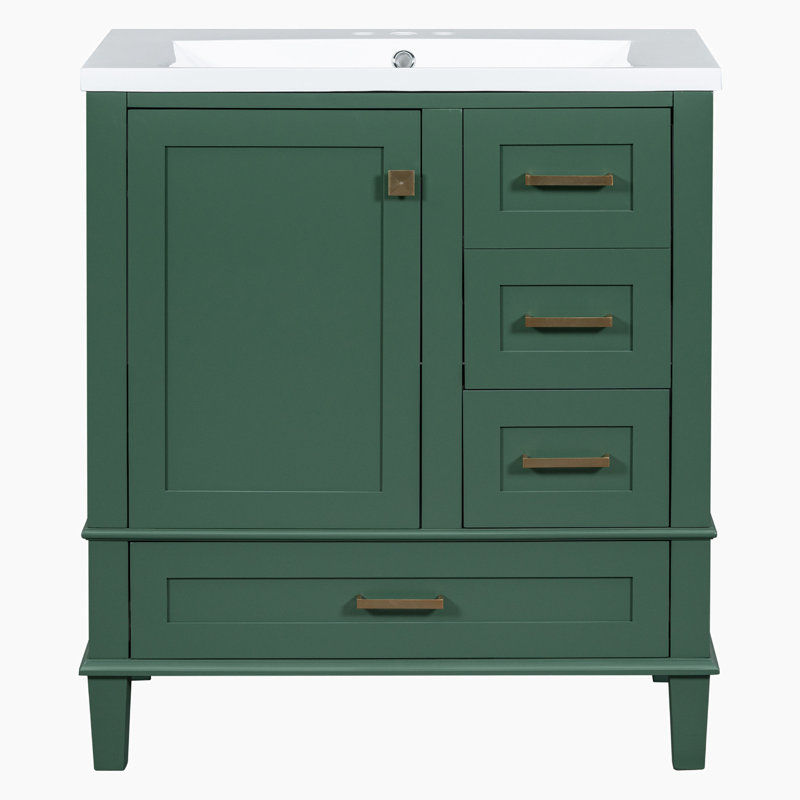 Ensemble de meuble-lavabo simple autoportant 30 po avec plateau en céramique Landingham