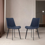 Hurleigh Modern Dining Chairs Set, Upholstered PU Leather Kitchen Side Chairs with Metal Legs