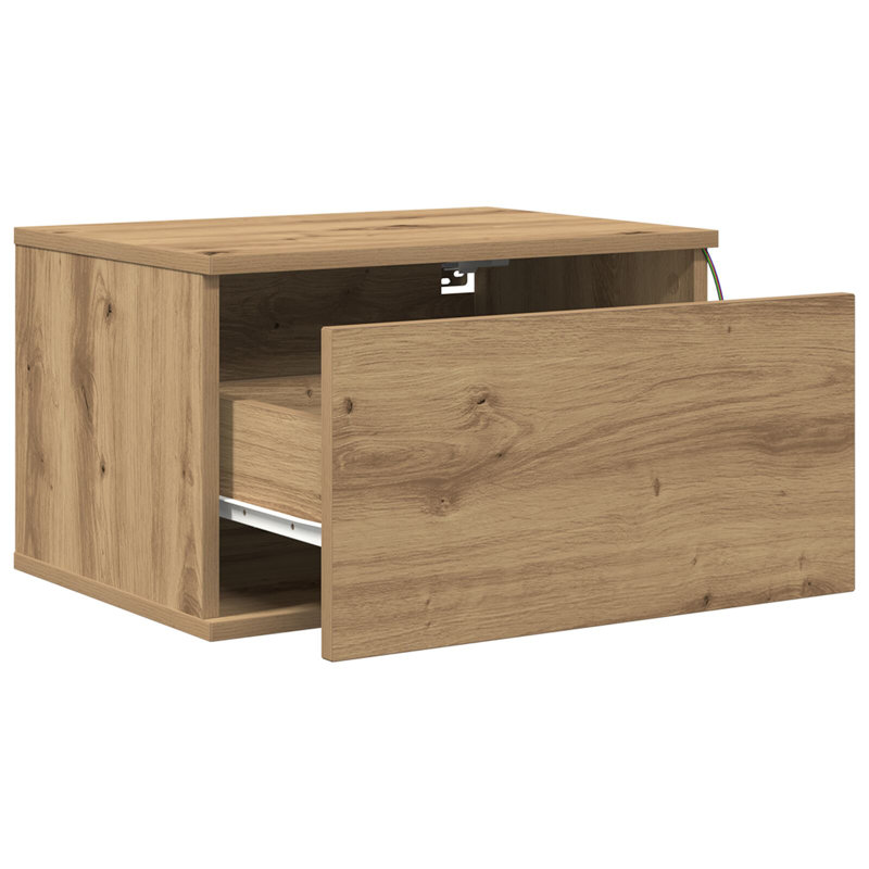 Wall-Mounted Bedside Cabinet Compact, Artisan Oak