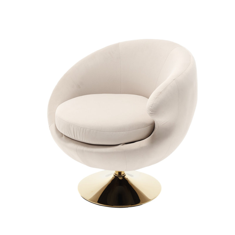 Fauteuil d'appoint pivotant à 360 degrés Cuddle Barrel, Velours beige