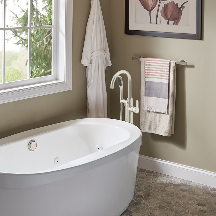 INIZIO 6636 Freestanding Whirlpool Bath in White With Round Tub Filler