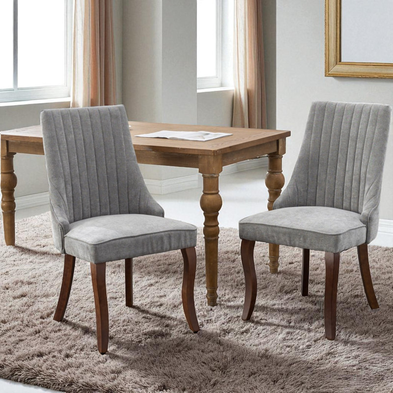 Chaises de salle à manger rembourrées en rayonne et en bois massif, Gris