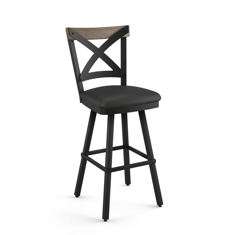 Karsten Swivel Counter and Bar Stool, Bar Stool (30.5" Seat Height), Beige Wood