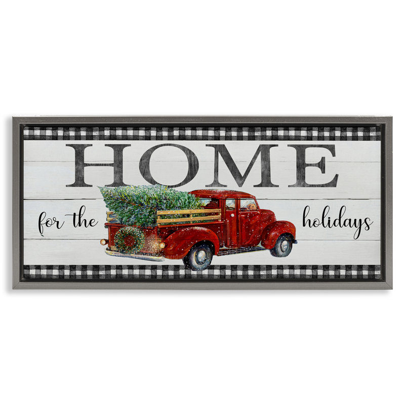 Art mural en toile «Home For Holiday» par Ruane Manning, Cadre flottant gris lustré, H 11 po x l 25 po