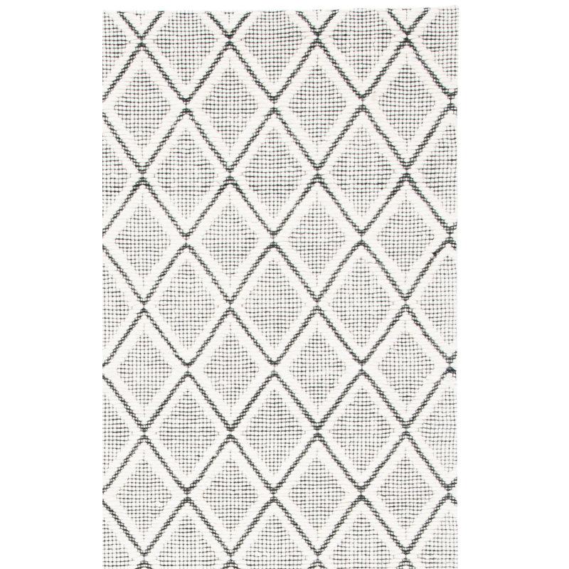 Tapis géométrique en laine et en coton tissé à la main avec latex Marbella, Rectangle 4 pi x 6 pi