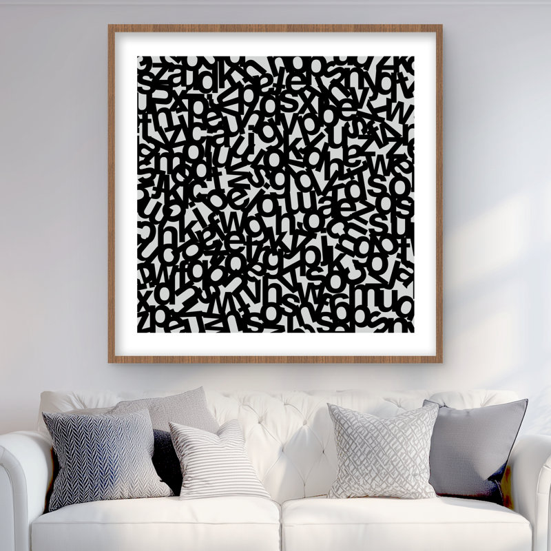 Alphabet imprimé mate encadré monochrome | Décoration intérieure