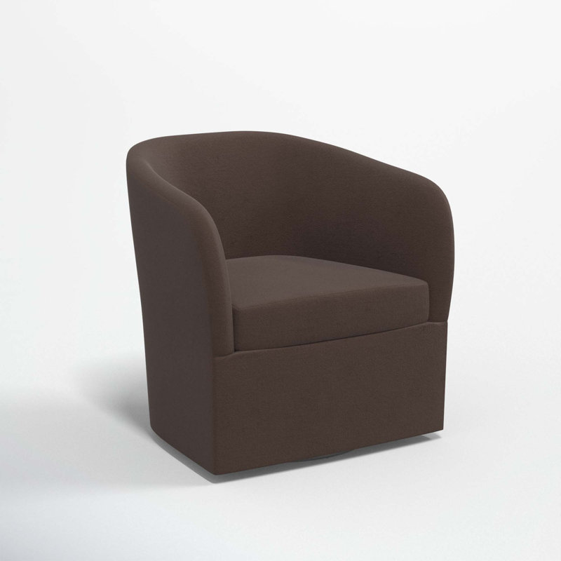 Lesia Upholstered Swivel Barrel Chair, Classic Chocolate Velvet