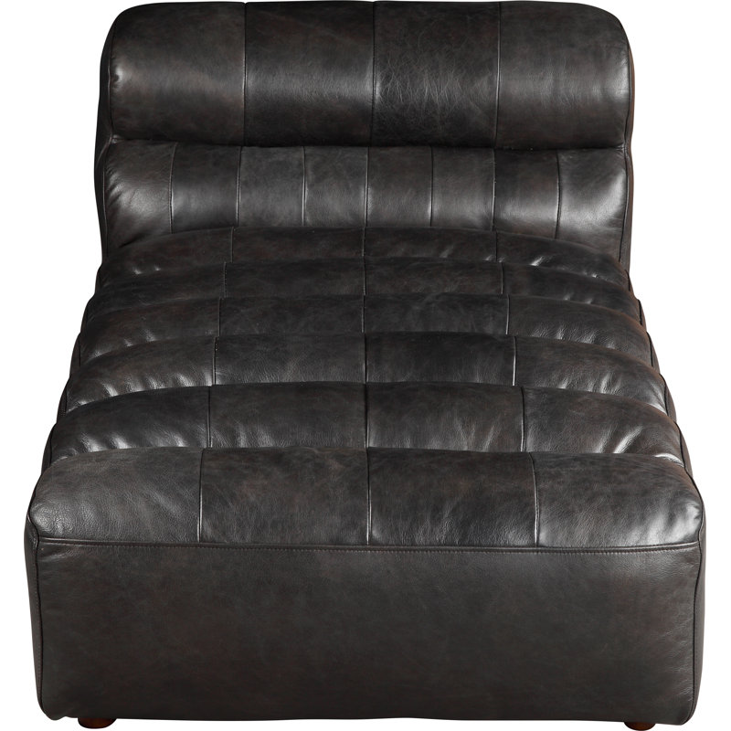 Ramsay Chaise Lounge, Black Genuine Leather