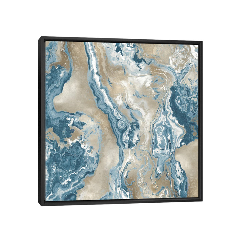 «Onyx Teal», impression sur toile, H 18 po x l 18 po x P 1,5 po, Toile avec cadre noir, Pas de tapis