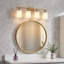 Applique murale moderne de salle de bain dorée à 4 lumières, 24 pouces, avec abat-jour en verre dépoli blanc laiteux-1080949352-1080949345