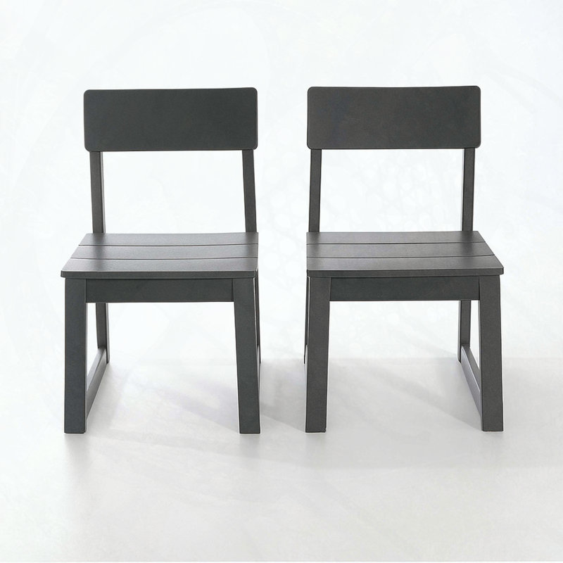 2-Pack Armless Outdoor Chairs: Durable HDPE from Recycled Plastic with Customizable Colors, Gray