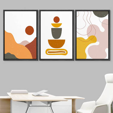 IDEA4WALL Framed On Canvas 3 Pieces Print