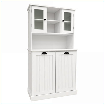 Cabinets with Tilt-Out Laundry Baskets &amp; Adjustable Shelves for Bathroom, Snow White | Minimalist MDF