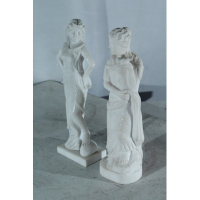 NIFAO Pair of Marble Lady Statues Classical Set 8"x3"x12"H