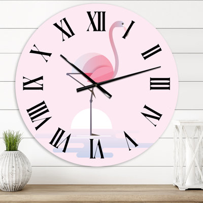 Standing Pink Flamingo - Farmhouse wall clock