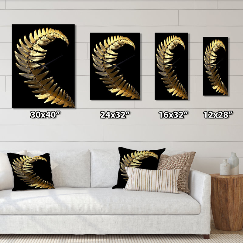 Horloge murale surdimensionnée Golden Fern Leaf II - Ferns, Très grand