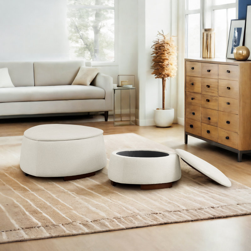 Repose-pieds avec rangement Armeda (ensemble de 2), Beige