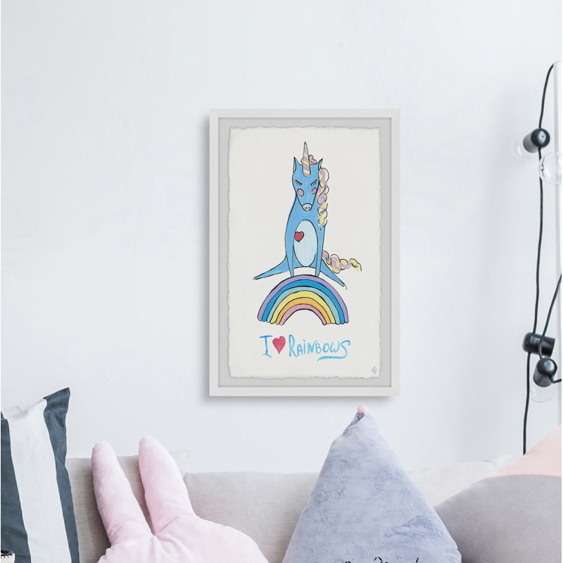 Impression encadrée Crosslin «Playful Rainbow Unicorn», H 24 po x l 16 po x P 1,5 po