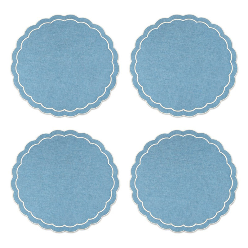 Ensemble de napperons ronds Ocean Blue 4 - 15 po, Bleu océan