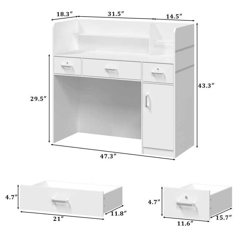 Rectangle Manufactured Wood Reception Desk, Pure White