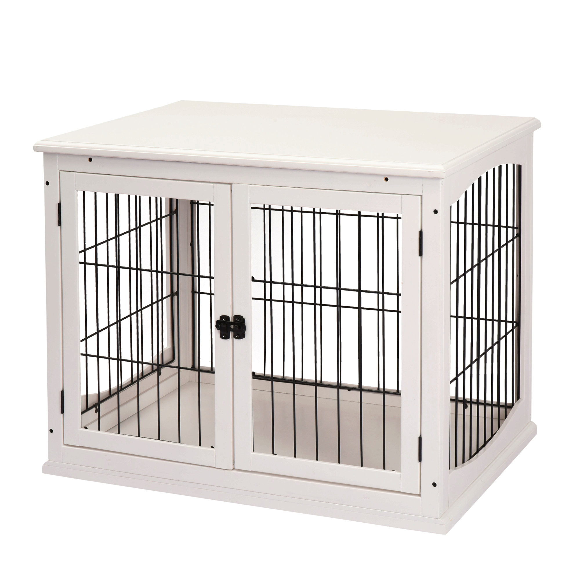 Image showcasing Latitude Run® Dog Crate Furniture, Small Dog Cage End Table With Two ...