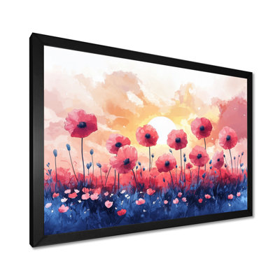 Ionela Coastal Poppies On Pink Sunset - poppies Wall Art for Living Room