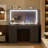 Casanookk Makeup Vanity Desk With Large Mirror And Lights,vanity Table With Glass Top,9 Drawers,3 Color Modes,sliding 2 Wall Mounted Jewelry Storage Racks,suitable For Bedroom Ladies And Girls (black)