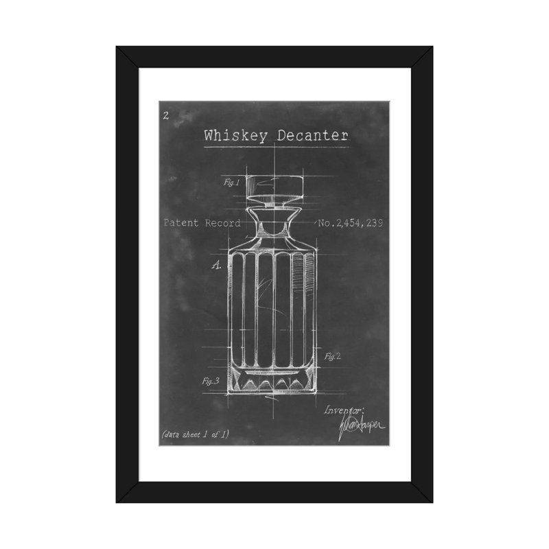 «Barware Blueprint VII», impression sur toile, H 24 po x l 16 po x P 1 po, Cadre noir