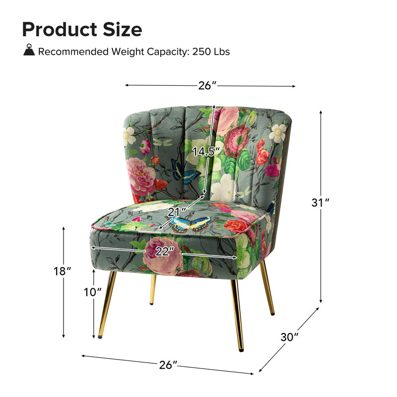 Chaise d'appoint en velours capitonné Amata, Velours gris