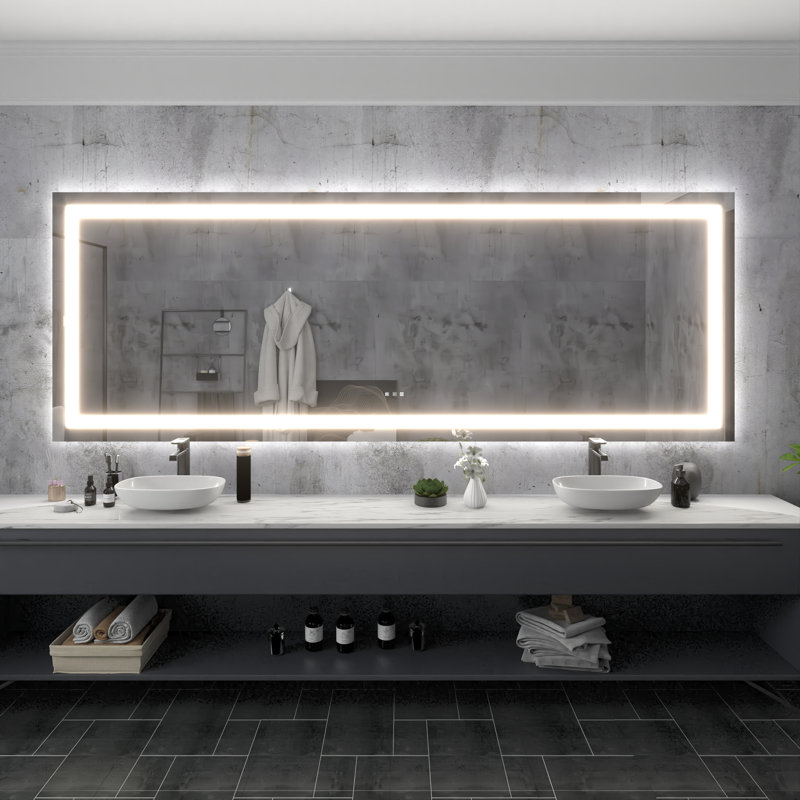 Miroir de salle de bain à DEL sans cadre , 40 po x 110 po