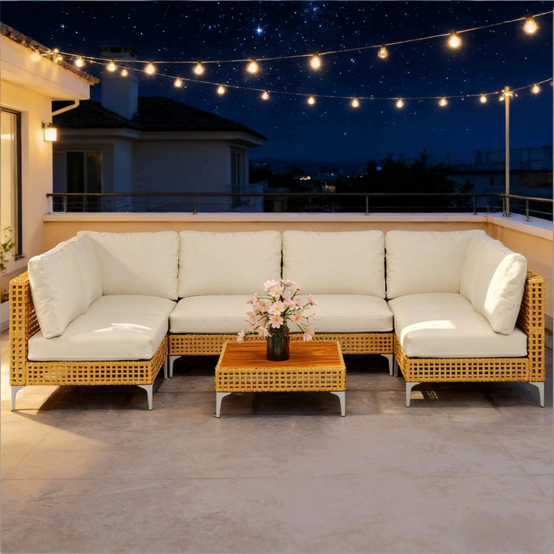 Outdoor Conversation Set,Modular Outdoor Sectional Furniture Set,7 Piece Wicker Patio Furniture Set