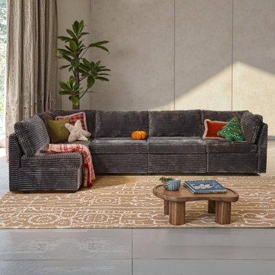 Nathasa 5-Piece Upholstered Corduroy Sectional