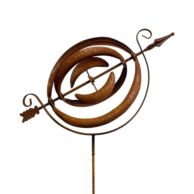 Rusty garden armillary sphere wind spinner