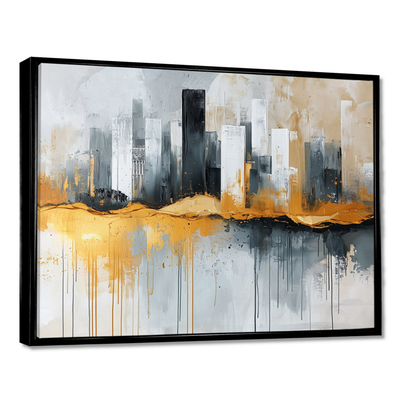 Letendre - Cityscapes Wall Art, H 12 po x l 20 po, Cadre flottant, Noir, noir, noir, noir