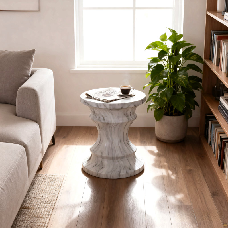 Tables de bout d'extérieur en ciment, table d'appoint Garden Terrazzo
