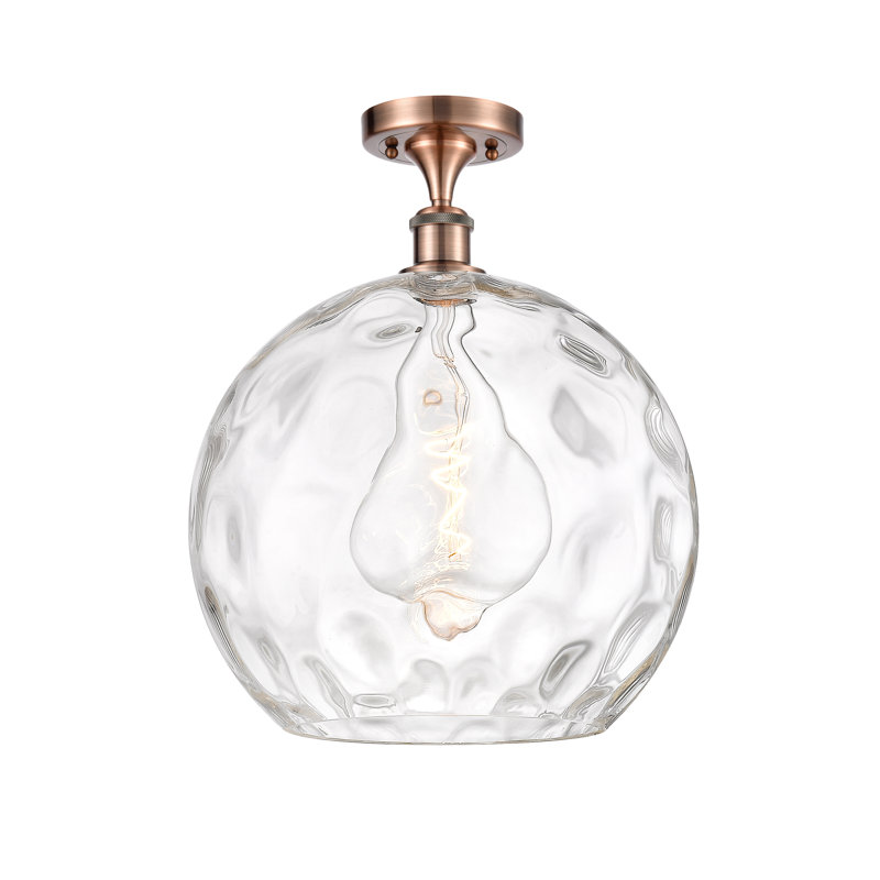 Plafonnier semi-encastré 1 lumière 8 po Cindi, Ampoule non incluse, H 16,88 po x l 13,75 po x P 13,75 po, Cuivre antique