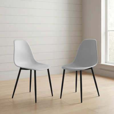 Kalie Pair of Plastic Dining Chairs, Black Metal Frame