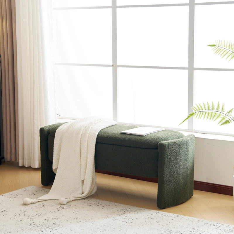 Simple Long shaped Ottoman Bench, Dark Green