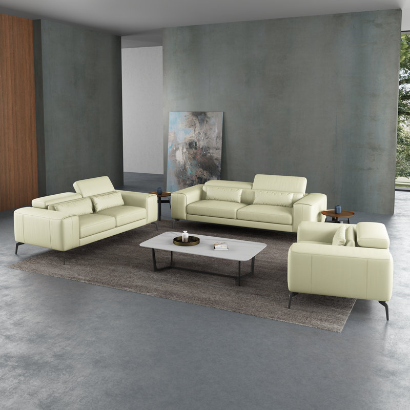 Cavour Sofa, White Genuine Leather