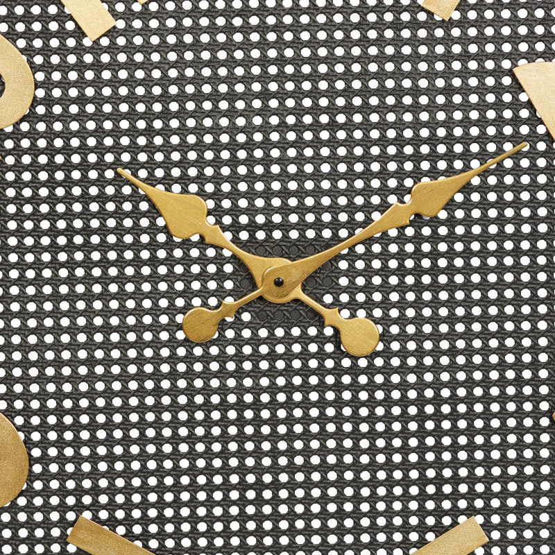 XL Black Metal Wall Clock with Gold Numbers