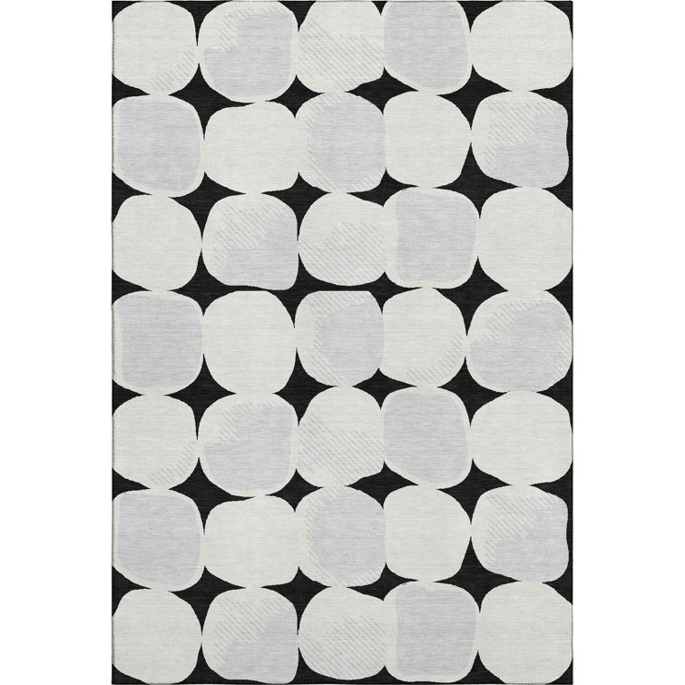Premium Machine Washable Prisco Black Rug